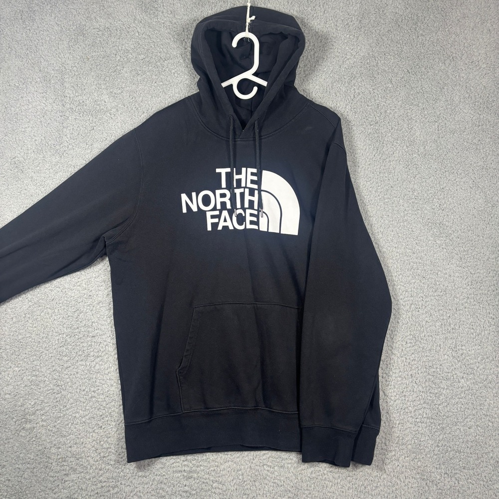 The North Face Hoodie Mens XL Black Half Dome Logo Pullover Fleece Pocket